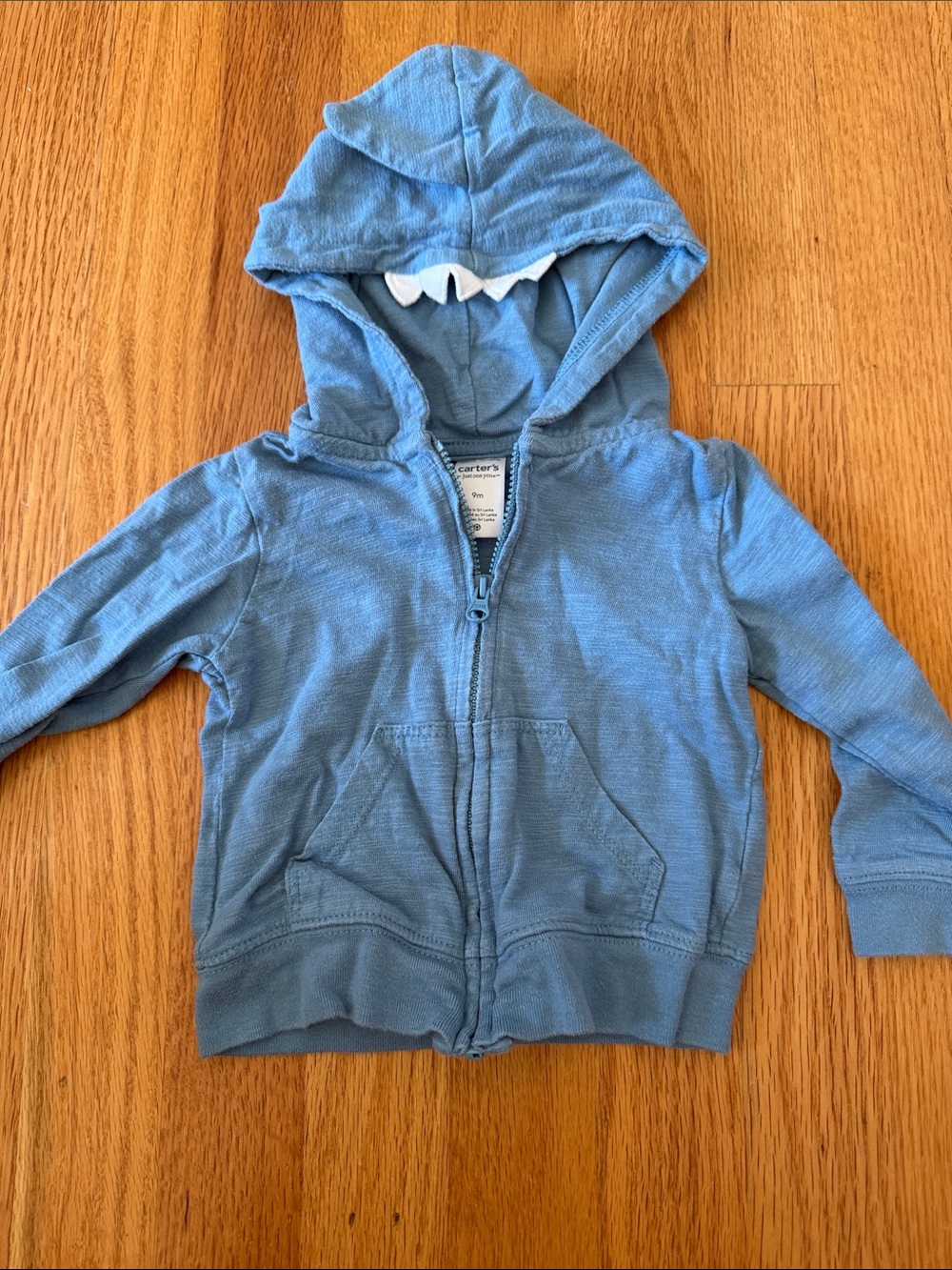 Carters Shark Zip Up Size 9 Months